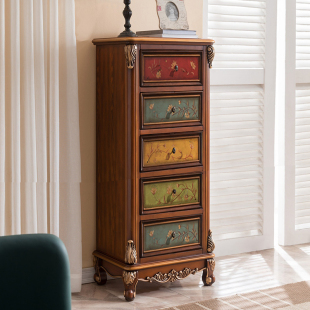 Ft European Style Solid Wood High Four Five Drawers Cabinet Kitchen Color Painting American Color Painting High Standing Cabinet Storage and Arrangement Large Drawer