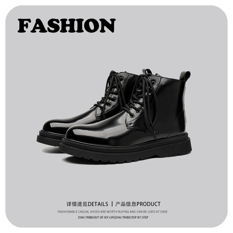 Британские деловые ботинки Martin из яркой кожи с толстым инструментарием на шнуровке Осень и зима 2023 Новые молодежные ботинки уличной моды для пригородных поездок