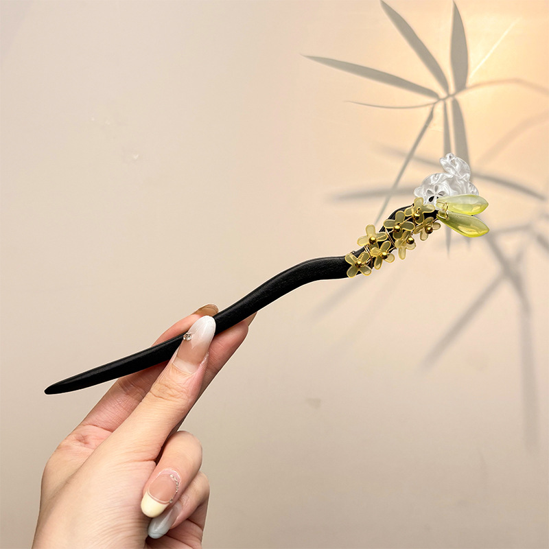 Retro simple nicho de alta estética oriental diseño de cabello de flores de frascos de estilo antiguo cabello