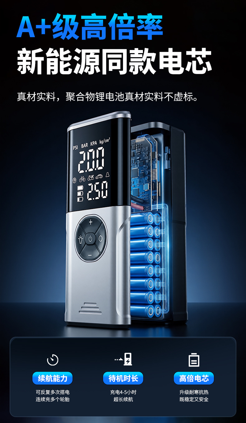 Cross-border emergency power supply, wireless car air pump, portable wireless car jump starter, electric vehicle air pump