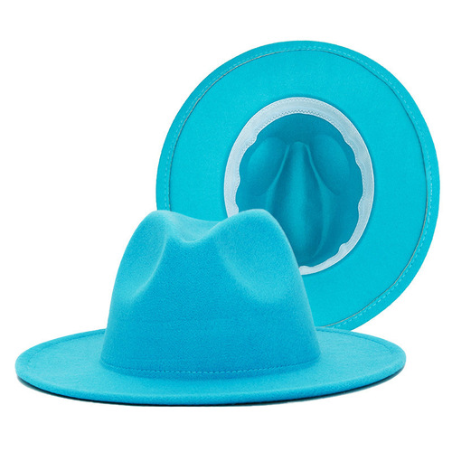 60-color solid jazz hat with embroidery logo felt hat wholesale, British style retro wool hat