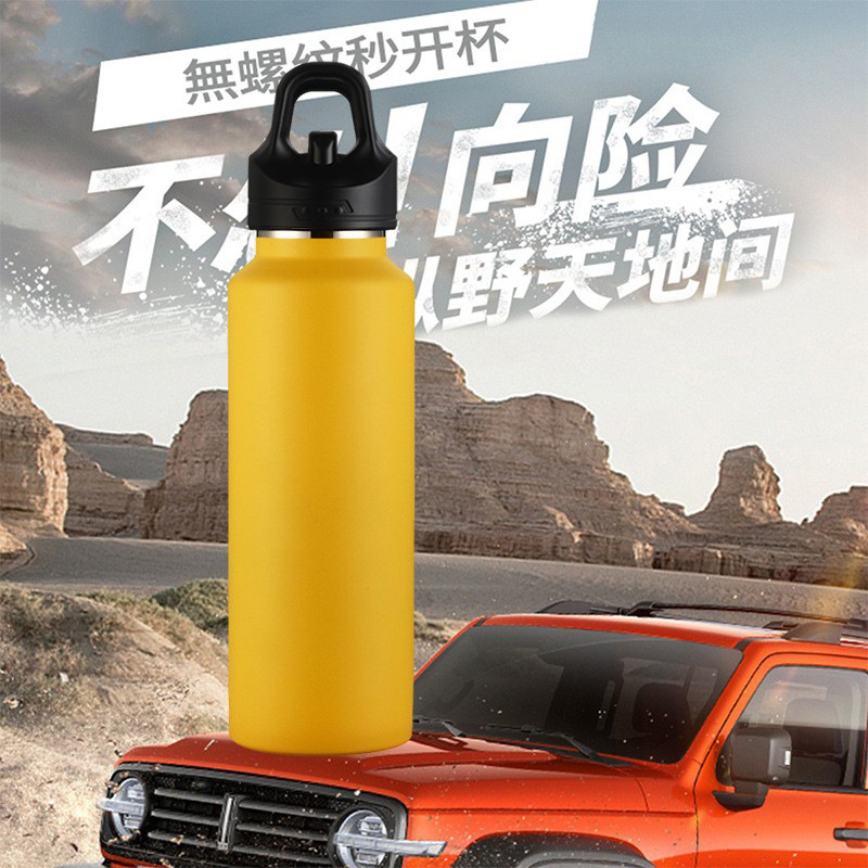 new non-threaded single finger quickly open thermos cup 316 thermos vacuum portable ice water cup stainless steel sports kettle