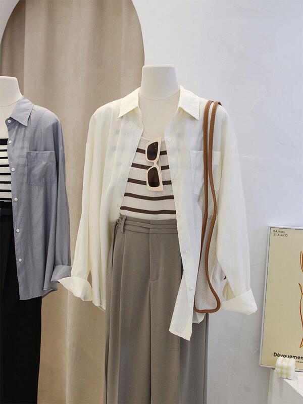 Women's sun protection shirt jacket for spring and autumn, unique design, French-style chic, thin long-sleeve top with off-shoulder design Women's sun protection shirt jacket for spring and autumn, unique design, French-style chic, thin long-sleeve top with off-shoulder design