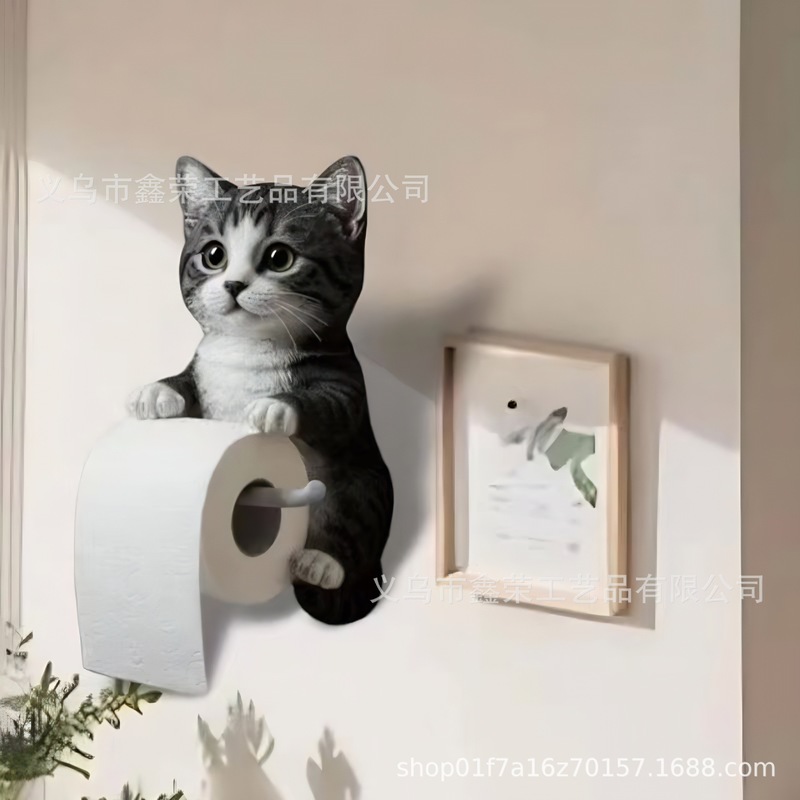 跨境爆款可爱猫咪纸巾架厕所家居装饰品树脂摆件高级感小众工艺品|undefined