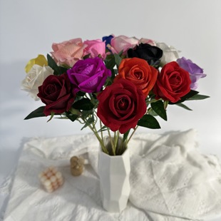 Simulated Rose Single Velvet Rose Artificial Flower Valentine's Day Wedding Hall Flower Arrangement Decoration Indoor Bouquet