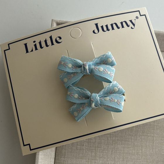 Milk Blue Bow Hairpin suit Baby's Hair Side Broken Hair Girl's Floral Hair Clip Hair Accessories for Women