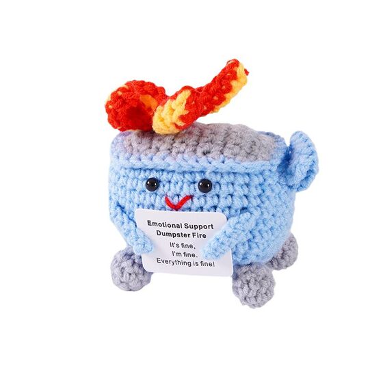 Cute Knitted Doll Personalized Fire Extinguishing Box Pure Handmade Crochet Desktop Small Ornaments Creative Gift Wholesale