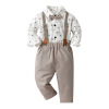 Autumn bodysuit for boys, suspenders, trousers, dress, children's set, long sleeve, 4 piece set