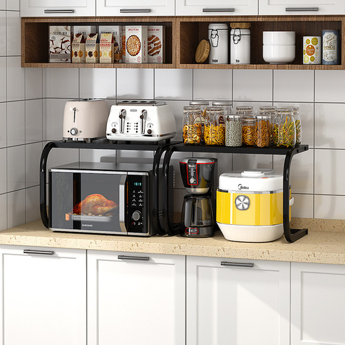 Kitchen shelf, double-layer microwave shelf, oven shelf, freestanding multi-function rice cooker storage rack