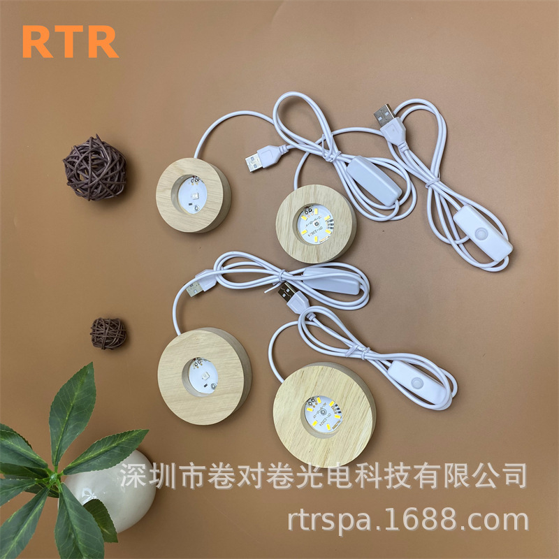 LED-Lampenemitter DIY Steckerlampe Nachtlicht Kristallkugel Duftlampe Parfümzerstäuber Marktstandleuchte Flohmarktleuchte runde Leuchte Echtholz leuchtender Sockel