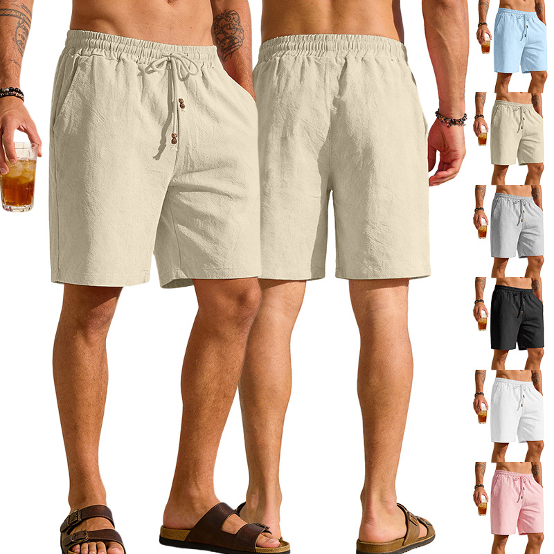 Transfronterizos de hombre Europa y América Amazon verano nuevo hombre algodón sólido ropa de playa pantalones cortos deportivos casuales sueltos