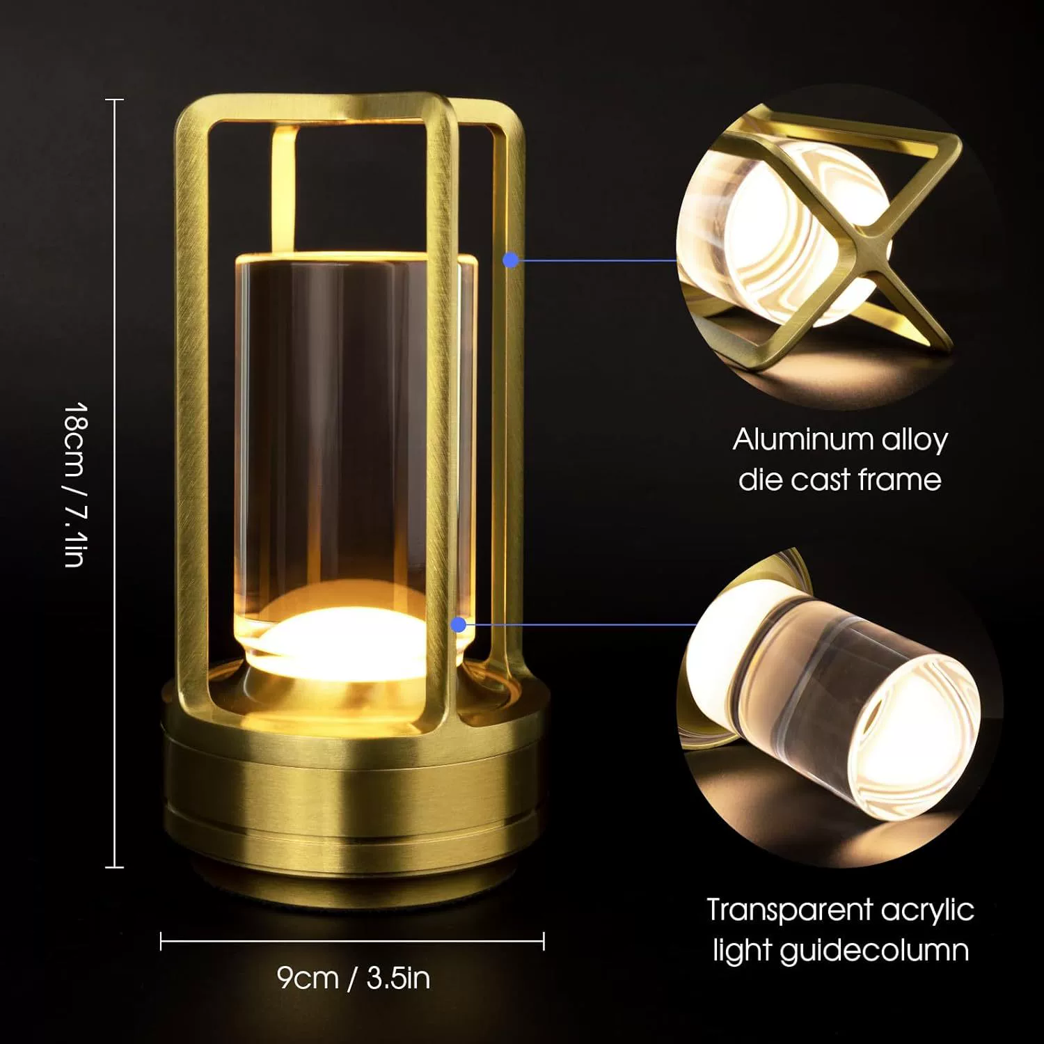 Handheld table lamp for bed, modern travel touch night light