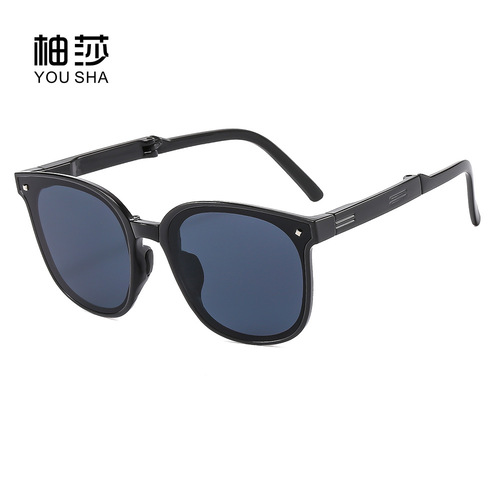 Sunglasses  New Anti-UV Strong Light Sunscreen Sunglasses Big Face Slimming Trendy Street Photography Folding Sunglasses
