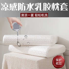 雨斐夏季凉爽枕头套成人防口水防头油凉感乳胶枕套夏天凉席枕芯内