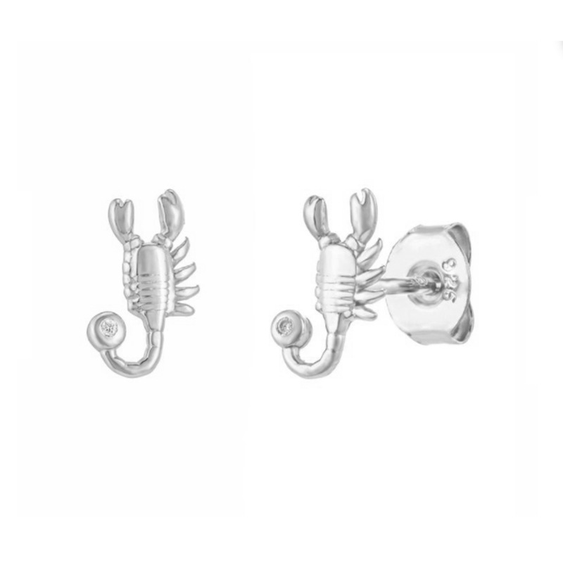 Scorpion Pattern Women's Gender 1 Pair 18K Gold Plated 925 Sterling Silver Zircon Scorpion Ear Studs