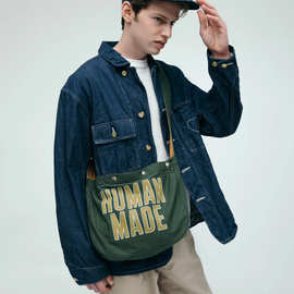 HUMAN MADE PAPERBOY BAG 25AW 爱心字母复古单肩邮差帆布包斜挎