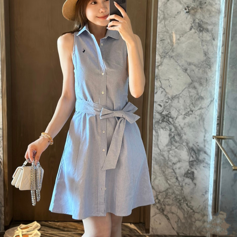 Scan the Qr Code for Rl Ralph Lauren White Sleeveless Dress with Embroidered Collar, Minimalist Style, Young Girl's White Moonlight Dress