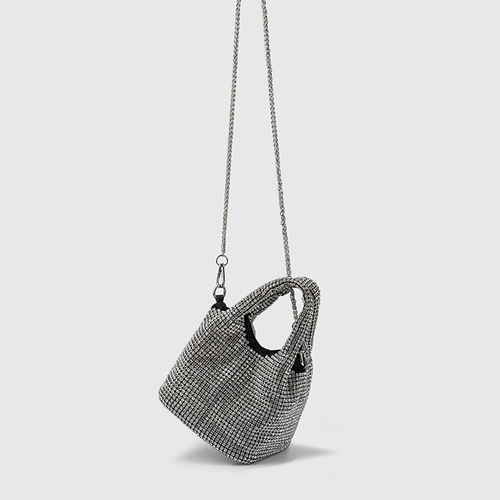 Full Diamond Bag for Women 2024 Summer Korean Style Dinner Handbag Temperament Versatile Vegetable Basket Wrist Crossbody Bag