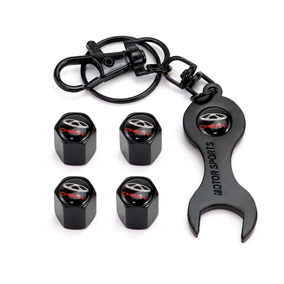valve, Cap Nut - chery-logo-4-pack-black-model-wrench-keychain