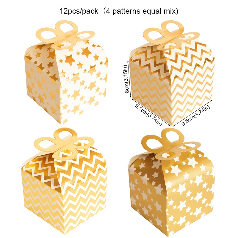 Amazon European style gift box gold foil star wave candy box baking dessert box 12
