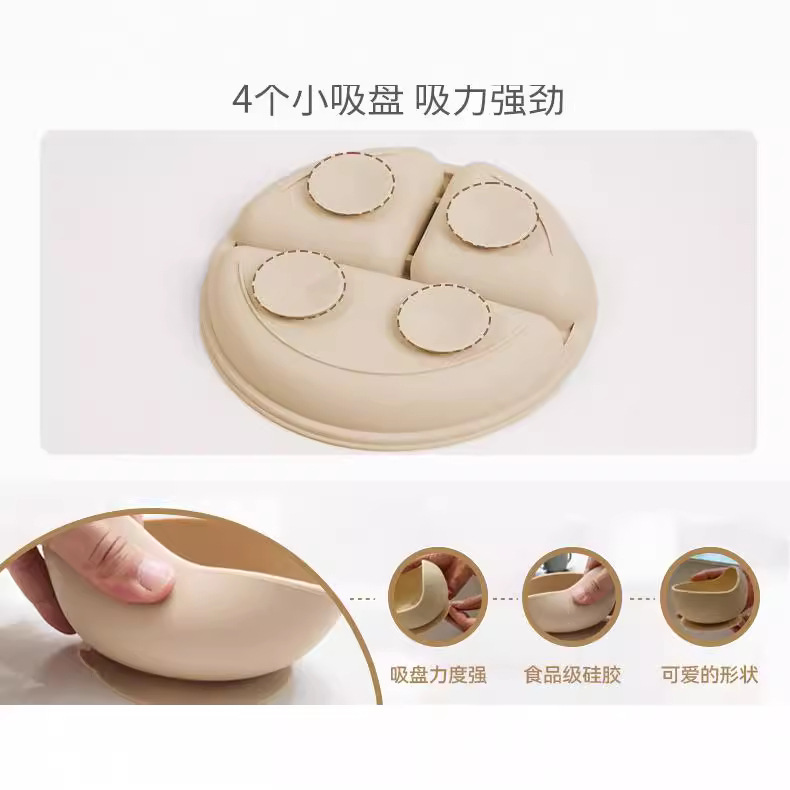 Venta caliente transfronteriza Juego de vajilla para niños Placa de comedor de silicona para bebés Tazón de alimentos para niños Juego de ocho piezas