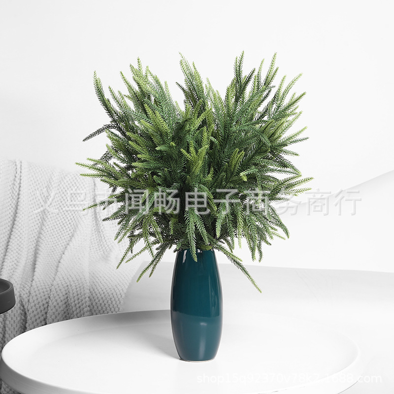 仿真诺福克松单支家居节日跨境亚马逊圣诞节装饰手卷单支软胶松针|undefined