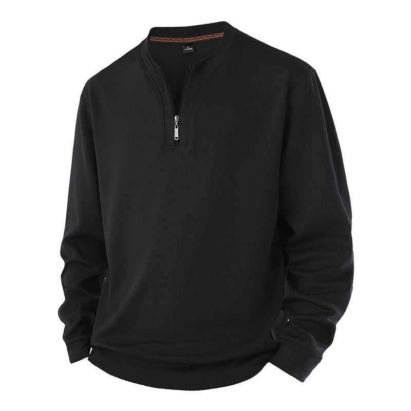 Fleece Thickened Sweater Men's Crew Neck Spring And Autumn Warm Casual T-shirt_viptrois.com