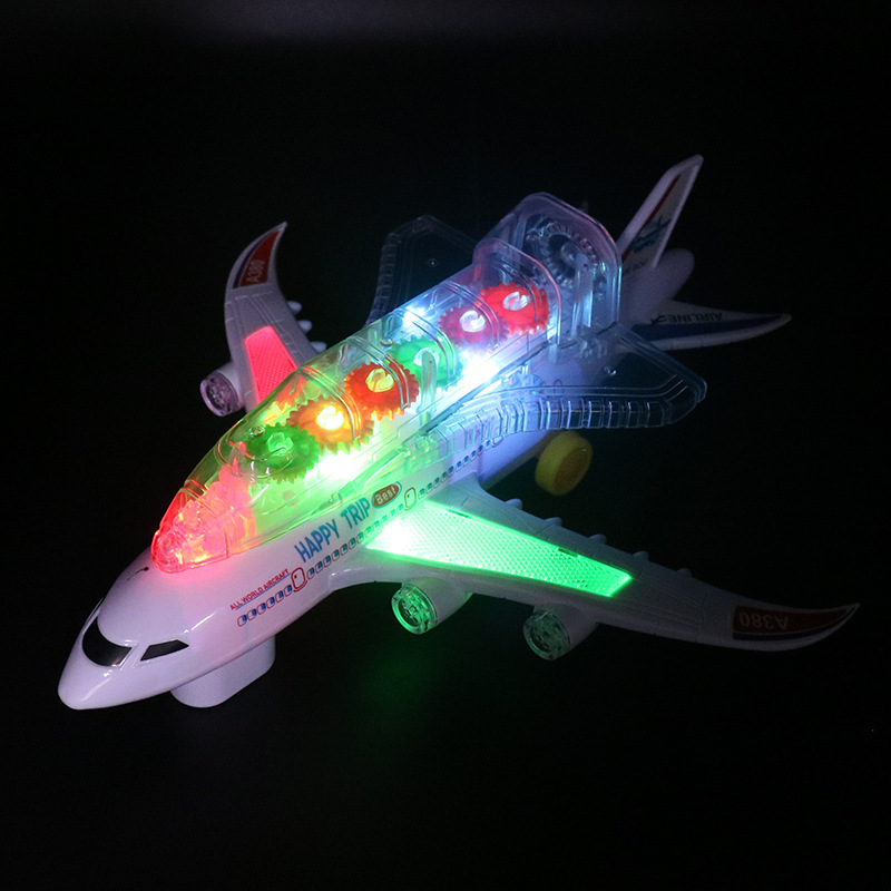Modelo de simulación de avión de doble capa de luz Transfronteriza para niños eléctrico Universal Gear aviones juguete colorido música