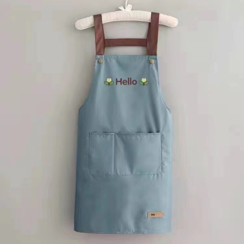 エプロン家庭用キッチン防水防油作業服ロゴ印字女性夏薄手飲食汚れ防止ウエスト|undefined