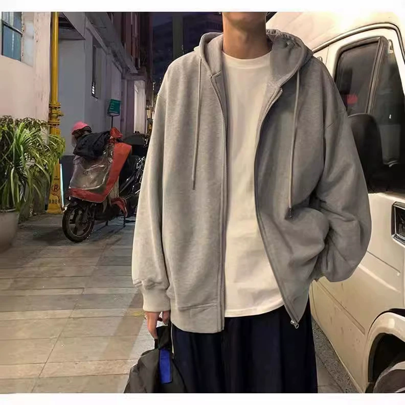 Мужская повседневная толстовка на осень и зиму, модная студенческая куртка на молнии в корейском стиле, свободный спортивный топ, кардиган с капюшоном в гонконгском стиле