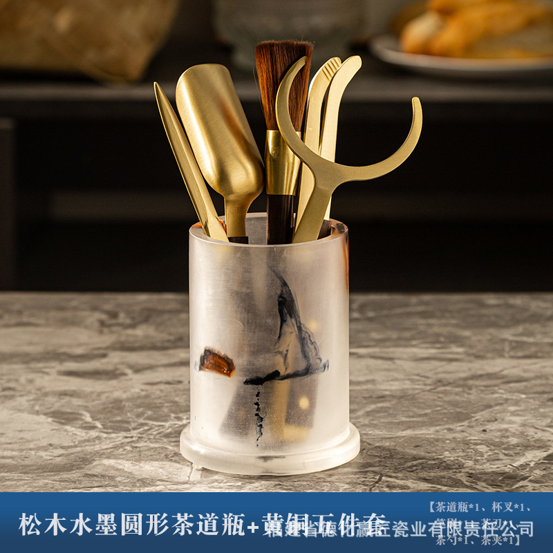 Ceremonia del té seis caballeros set kung fu accesorios de té suministros de almacenamiento de taza de té almohadilla herramientas de preparación de té adornos de mesa de té