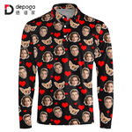 跨境专供热升华polo防晒衣男款3D人头印花长袖上衣亚马逊分销工厂