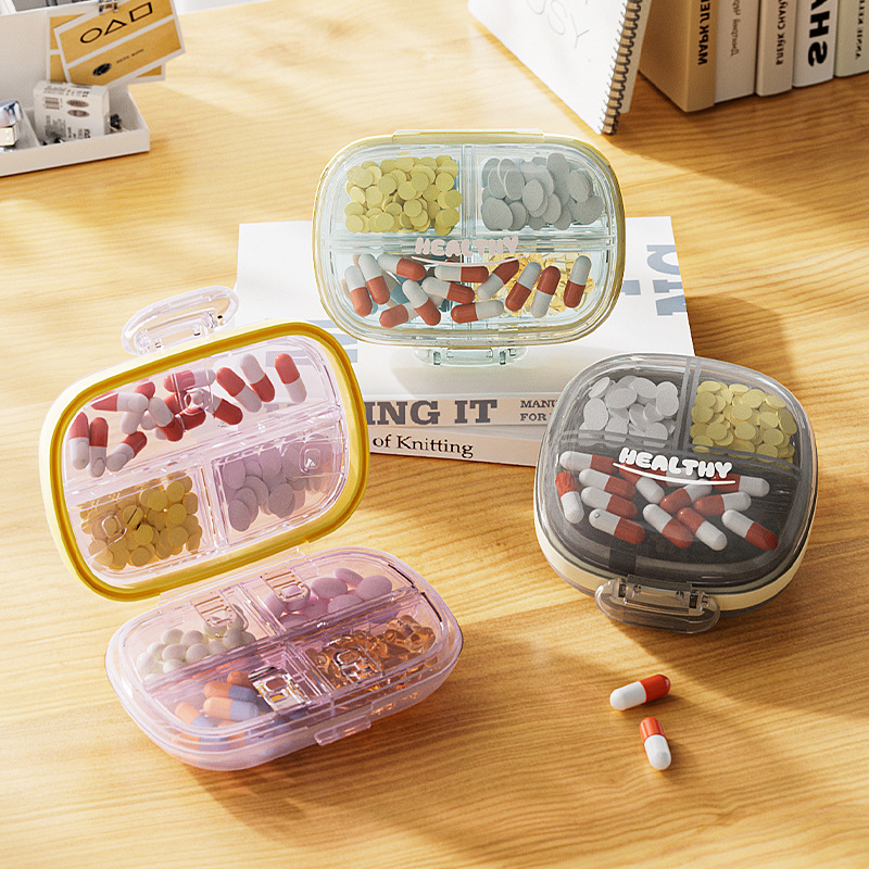 Portable Pill Box with Seven Compartments for One Week, Small Pill Medicine Divider, Medicine Storage Box, Medication Reminder for Breakfast, Lunch and Dinner