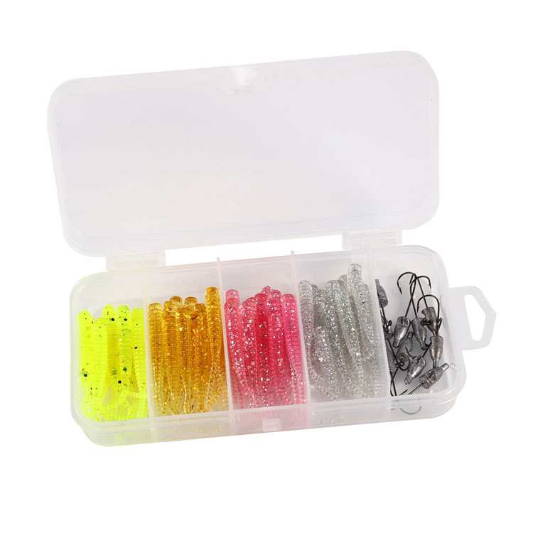 50 unidades de agua de mar de agua dulce multifuncional gusano suave cebo falso Luya cebo suave Venta caliente RAÍZ DE PESCA cebo traje de cabeza de plomo