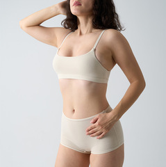SKIMと同じスタイルのSOFTコットンブラショートコットンノンパッドブラジャー女性用コットンボクサーパンツ下着セット