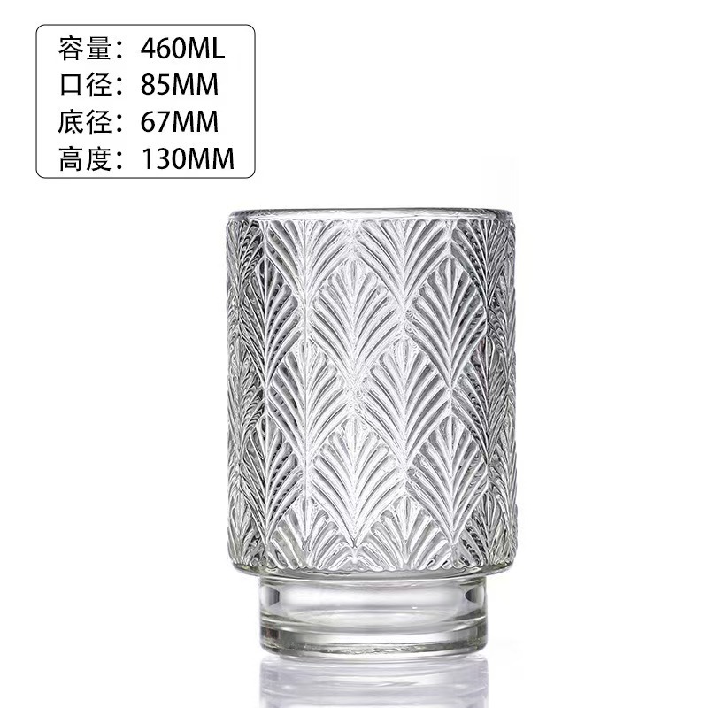 Glas de vela transparente engrosada en relieve candelabro de incienso hecha por sí mismo vasos de vela DIY recipiente de cera de boca grande adornos candelabro