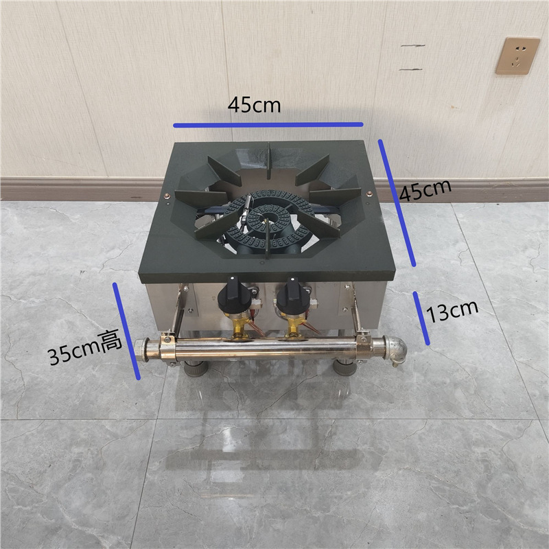 Comercial de estilo coreano de bajo contenido de aluminio de acero inoxidable de doble ojo de ahorro de energía de gas horno de pies bajos horno de sopa de suspensión horno de niños bajos