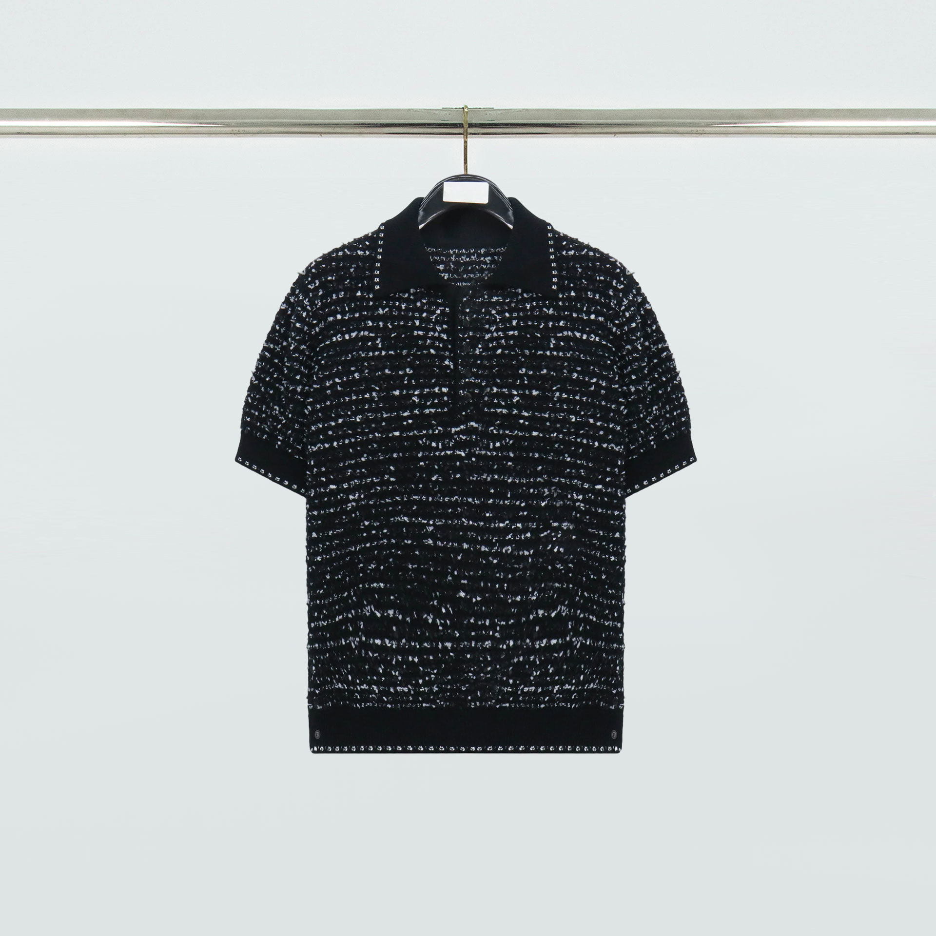 23Fw New Summer Style Old Money Simple Elegant Polo Lapel Short-Sleeved Knitwear