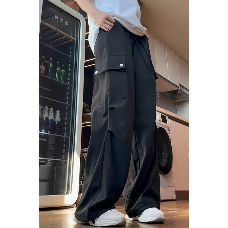 美式复古工装裤女2025春秋高腰直筒阔腿裤设计感宽松休闲拖地长裤|undefined