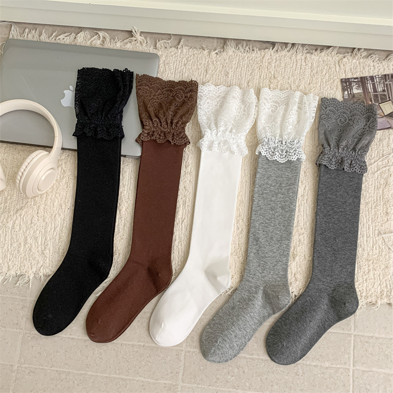 Lace Calf Socks for Women, Mid-Calf Socks, Spring and Autumn Cotton Trendy White Slouch Socks, Paired with Boots, Long Socks, Boot Socks Lace Calf Socks for Women, Mid-Calf Socks, Spring and Autumn Cotton Trendy White Slouch Socks, Paired with Boots, Long Socks, Boot Socks