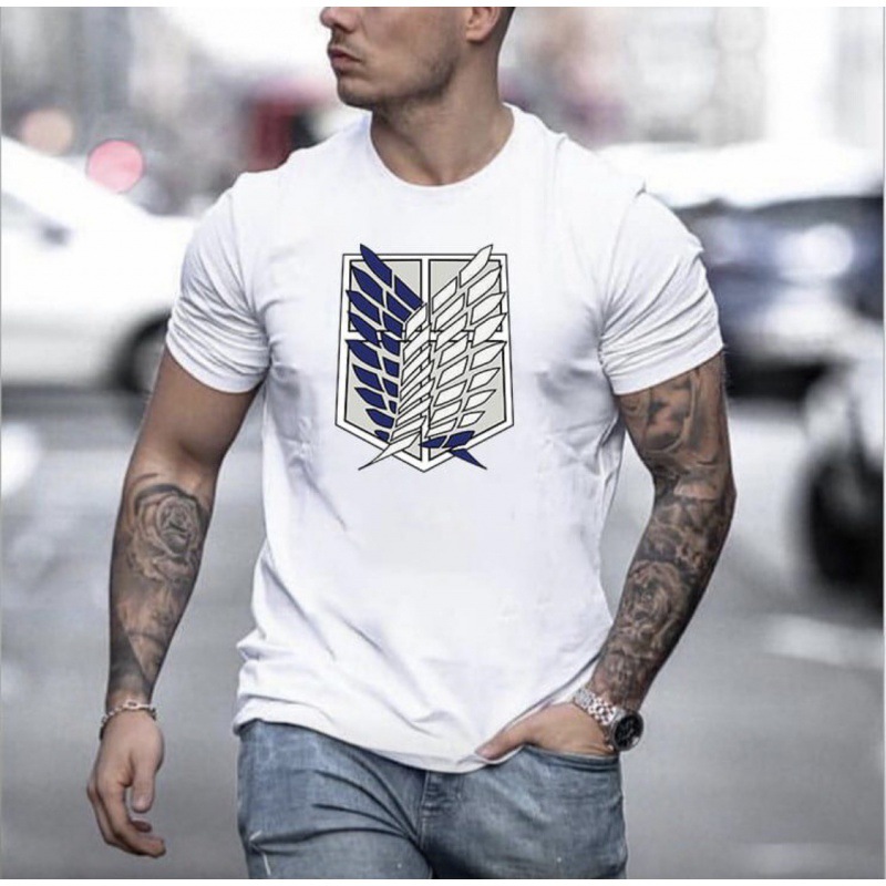 Amazon Wish source: European and American men's clothing, Attack on Titan printed short-sleeved crew neck top.