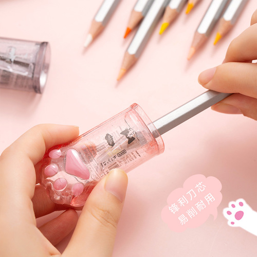 TWINGO Cute and Creative Pencil Sharpener, High-Looking Cat Pencil Sharpener, Pink Girly Heart Cat Claw Pencil Sharpener