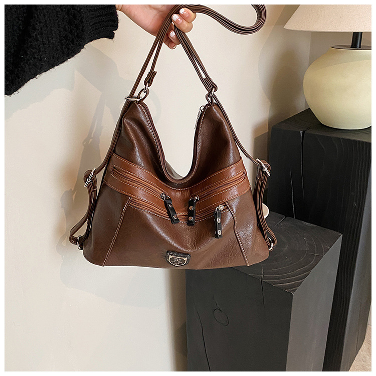 Femeii geantă de mână de umăr dublu Crossbody geantă de mână de mare capacitate geantă de mână retro cu un umăr la subraț_voghion.com