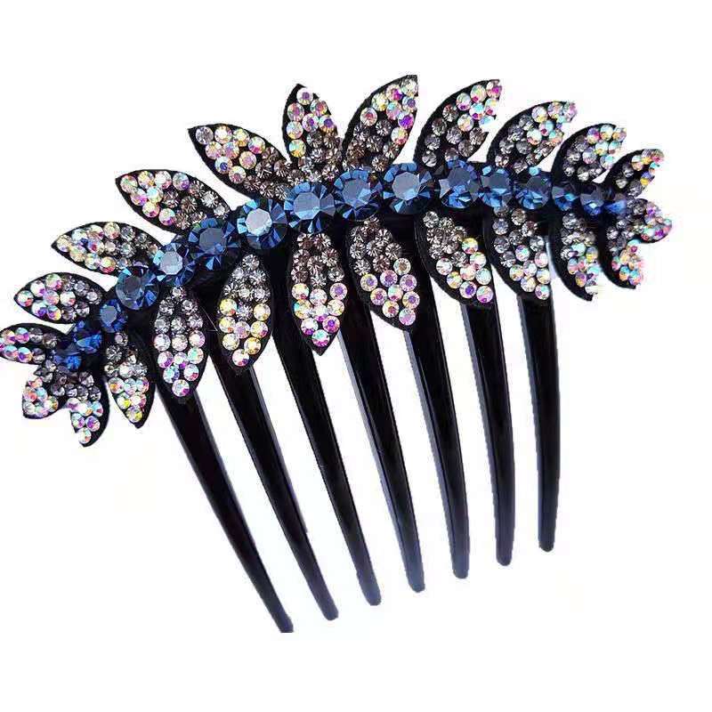 Estilo coreano simple peine del pelo peine insertar peine tocado horquilla oreja de trigo rhinestone bola cabeza updo pelo artefacto accesorios para el cabello peine de SIETE DIENTES