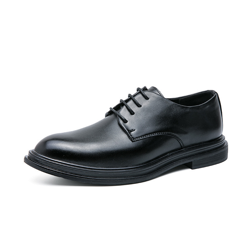 Zapatos de cuero masculinos primavera y otoño transpirable estilo inglés vestido formal de negocios negro punta alta casual zapatos de boda de novio image 7