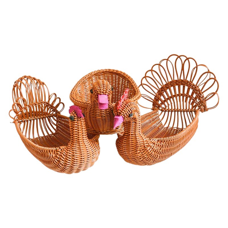 Creativa imitación animal forma pato cesta de frutas cesta de pan ratán decoración del hogar sala de estar cesta de almacenamiento de escritorio