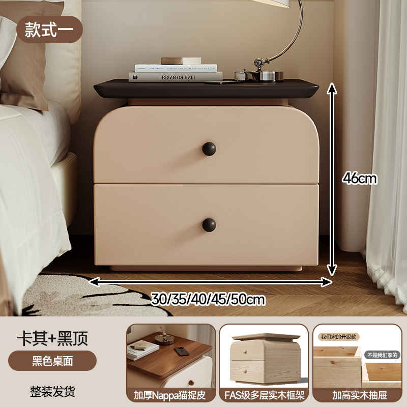 Mesita de noche de madera maciza Dormitorio doméstico 2025 Nuevo gabinete de almacenamiento pequeño Estilo de crema medieval Gabinete lateral de cama Instalación gratuita