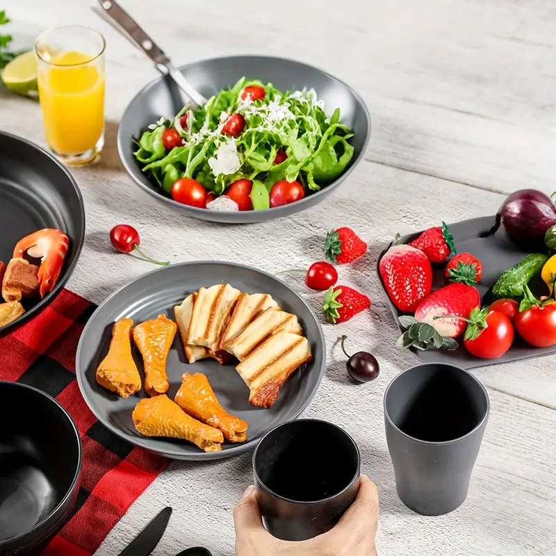Amazon 小麦わらボウルカッププレート食器セットプレートウォーターカップボウルクロスボーダーポータブル食器ホームセット|undefined