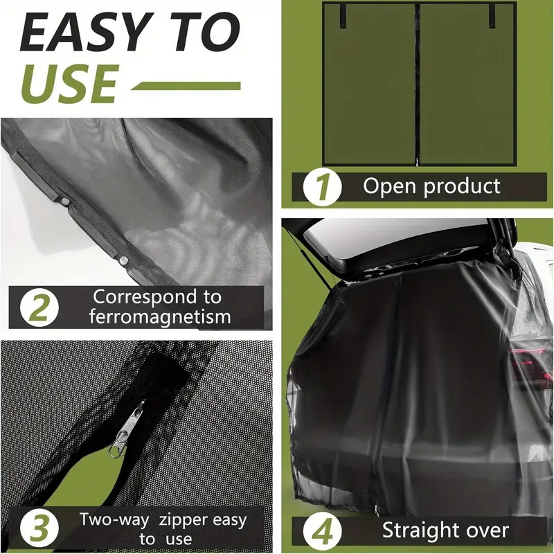 Car Suv Rear Anti-Mosquito Net Rear Magnetic Mosquito Net Car Camping Style Breathable Mosquito Net Self-Driving Travel Equipment