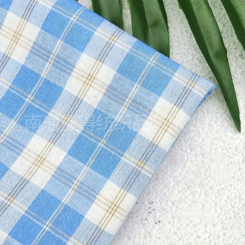 Хлопковая ткань в клетку с washed-процессом, ткань из хлопка с нитяной окраской в клетку, повседневная литературно-художественная светлая жаккардовая ткань